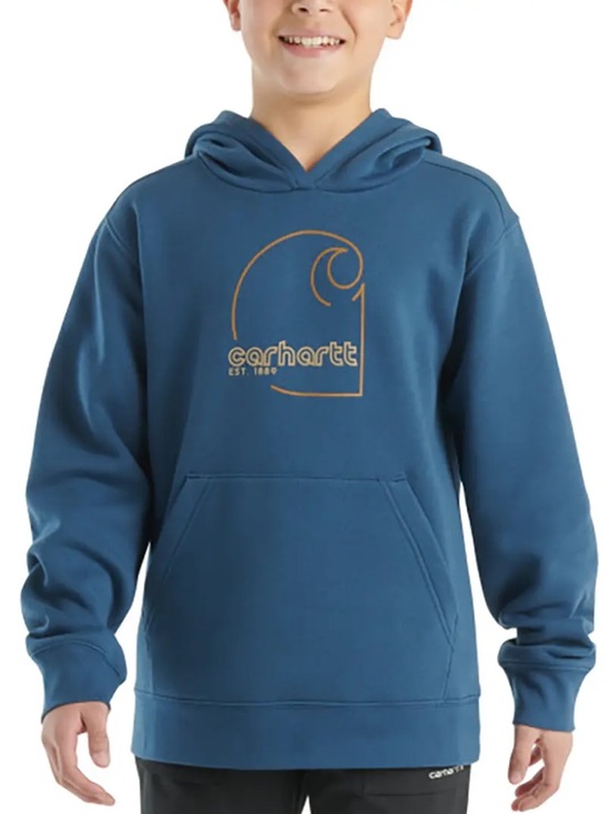 Carhartt Other - Carhartt Kids Teal Graphic Pullover Hoodie with Gold Logo